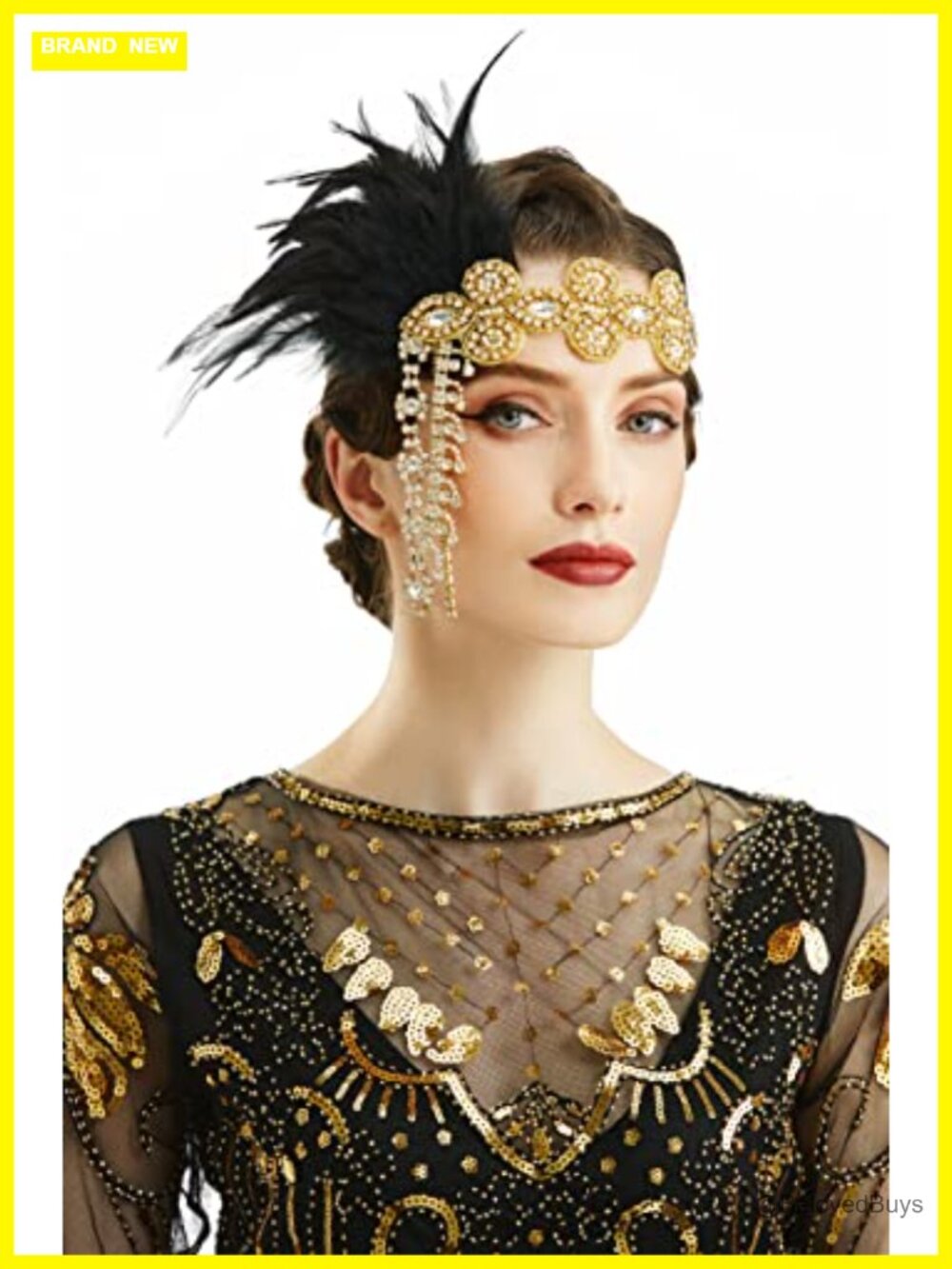 Feather Crystal Headband Flapper Accessories